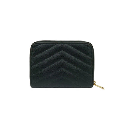 Saint Laurent Paris YSL Leather Bifold Wallet Compact Zip Around — view 2