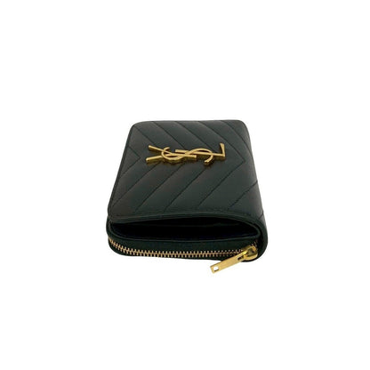 Saint Laurent Paris YSL Leather Bifold Wallet Compact Zip Around — view 4