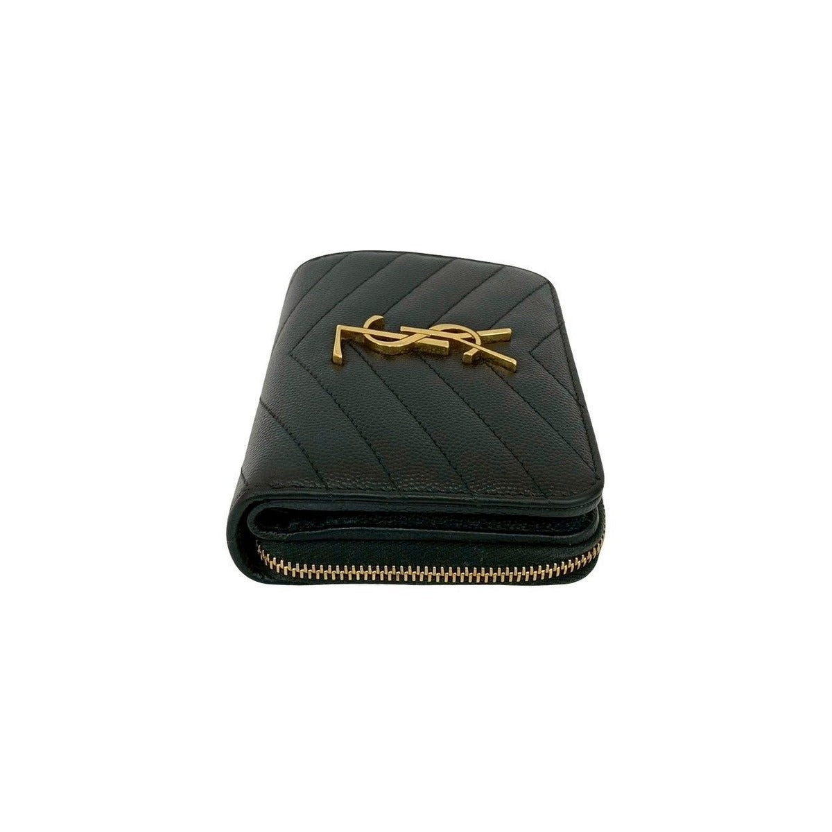 Saint Laurent Paris YSL Leather Bifold Wallet Compact Zip Around — view 5