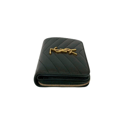 Saint Laurent Paris YSL Leather Bifold Wallet Compact Zip Around — view 5