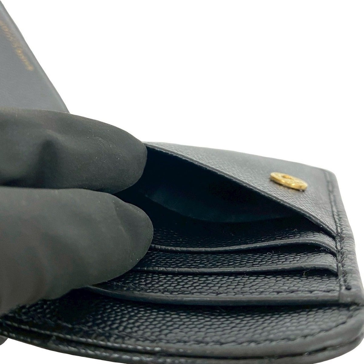 Saint Laurent Paris YSL Leather Bifold Wallet Compact Zip Around — view 9