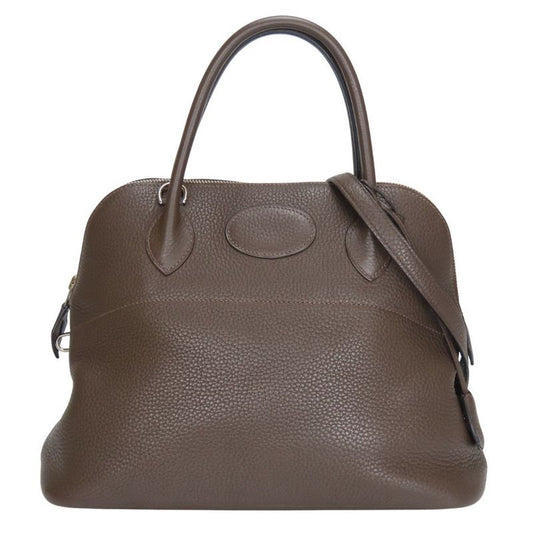 Hermes Handbag Bolide 31 Togo Chocolat Dark Brown Silver Hardware 2WAY Shoulder