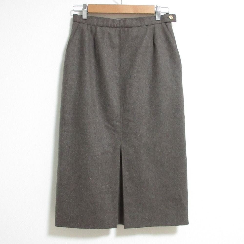 Chanel Vintage Mid Length Wool Skirt 40 Gray