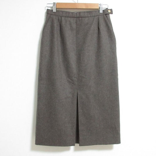 Chanel Vintage Mid Length Wool Skirt 40 Gray