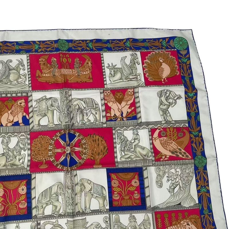 Hermes Silk Scarf Carre 90 Torana White