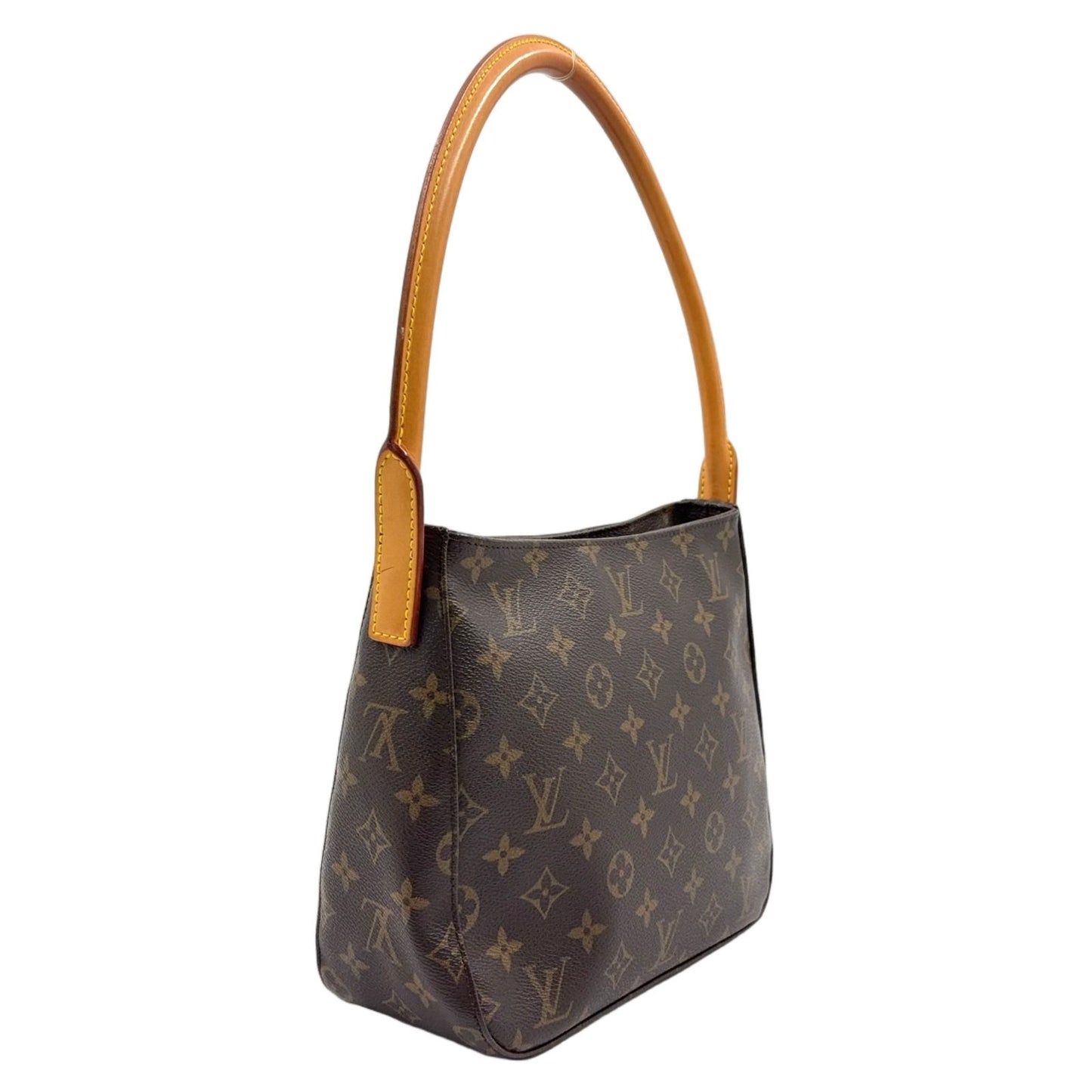 Louis Vuitton Looping MM Monogram Leather Brown Handbag Gold — view 2