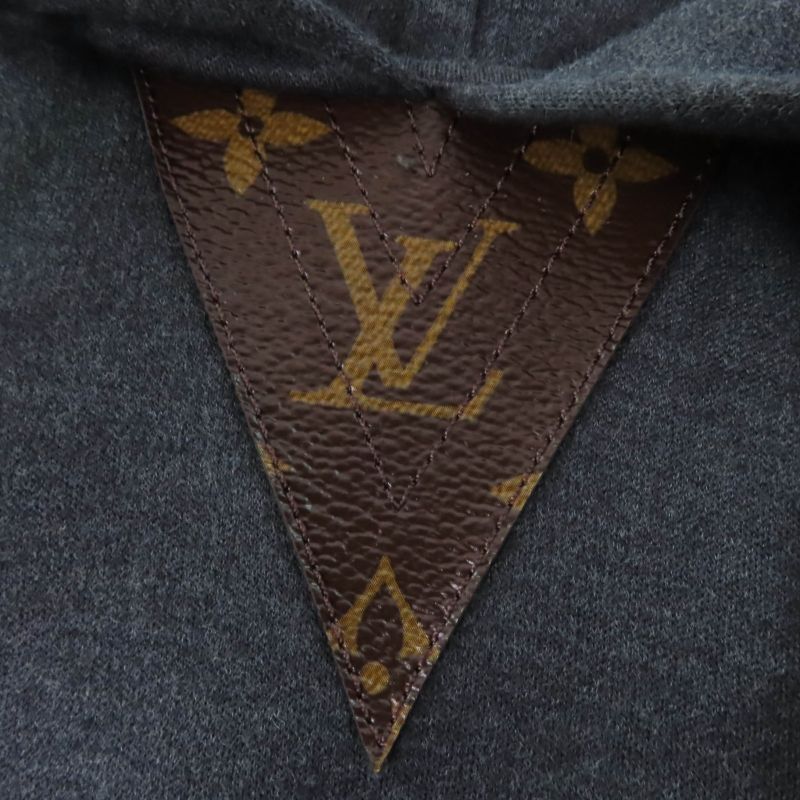 Louis Vuitton 20AW Cotton Monogram Sleeveless Hoodie Top Dark Grey S Made In
