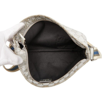 Gucci GG Canvas Sherry Line Crossbody Shoulder Bag 189749 Silver Canvas Leather