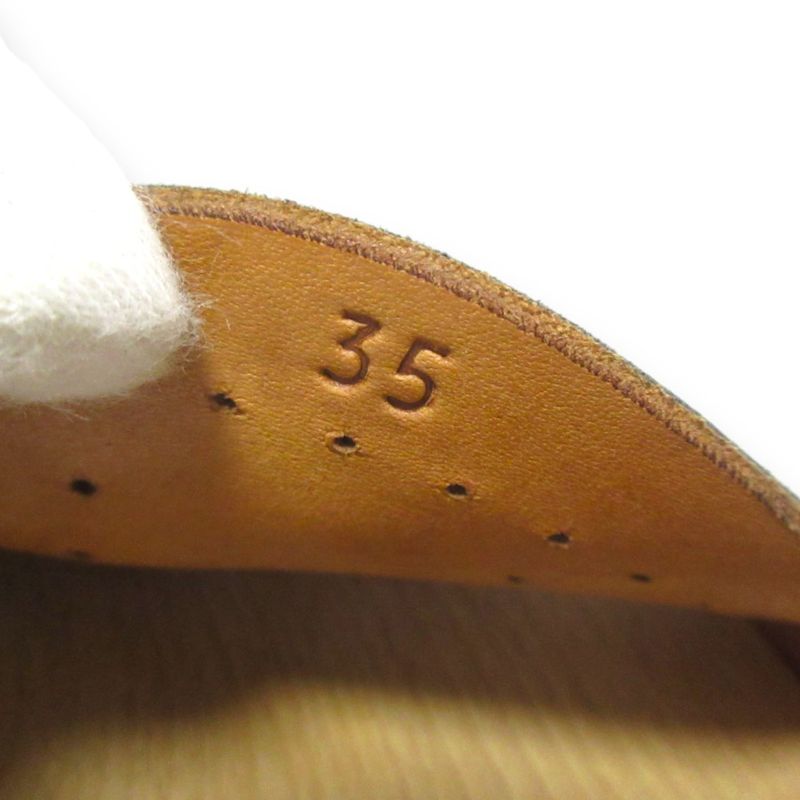 Hermes Evelyn H Logo Leather Wooden Sandals 35 Approx 22cm (8.66in) Black