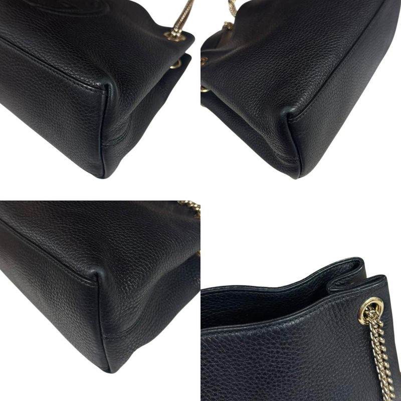 Gucci Soho Shoulder Bag Leather 387043 Black Ladies Gucci  Gucci