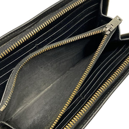 Saint Laurent Paris Long Wallet - 362760 Black Studded / Round Zipper Leather