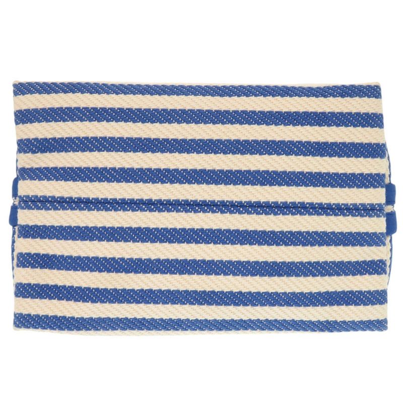 Hermes Striped Cotton Ivory Blue Pouch 0453 Hermes
