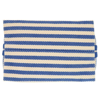 Hermes Striped Cotton Ivory Blue Pouch 0453 Hermes