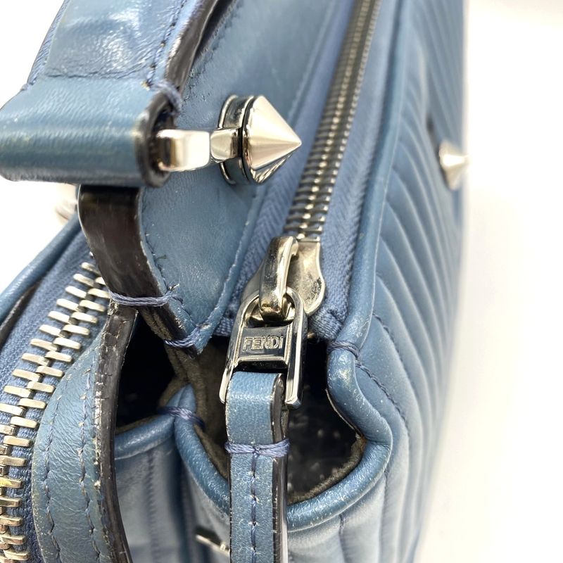 Fendi 8bn299 Dotcom Handbag Shoulder Bag 2way Blue Leather Women Fashion