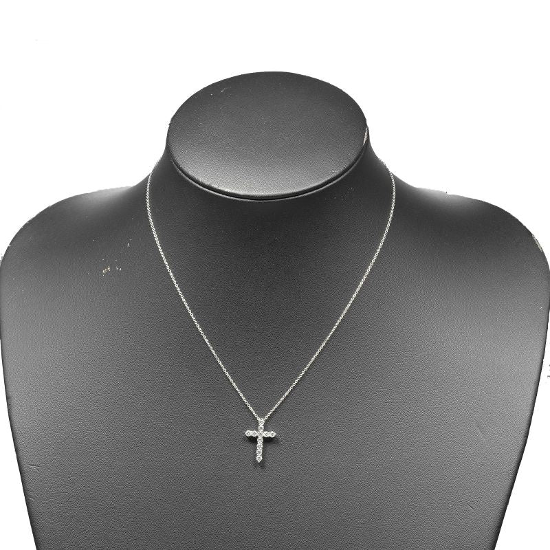 Tiffany & Co Small Cross Pt950platinum × Diamond Ladies 3.54g Necklace