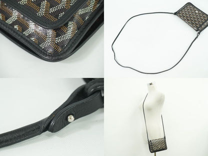 Authentic Goyard Plumet Shoulder Bag Pochette Pouch Wallet PVC Black Brown Bag