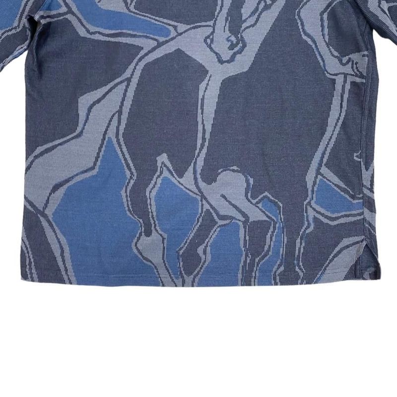 Hermes Short Sleeve T Shirt Horse Pattern Deer Pattern S Size Cotton Navy 22ss