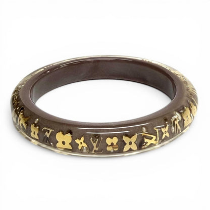 Louis Vuitton Bracelet Ankle John TPM Monogram Bangle Clear Brown Gold Handbag