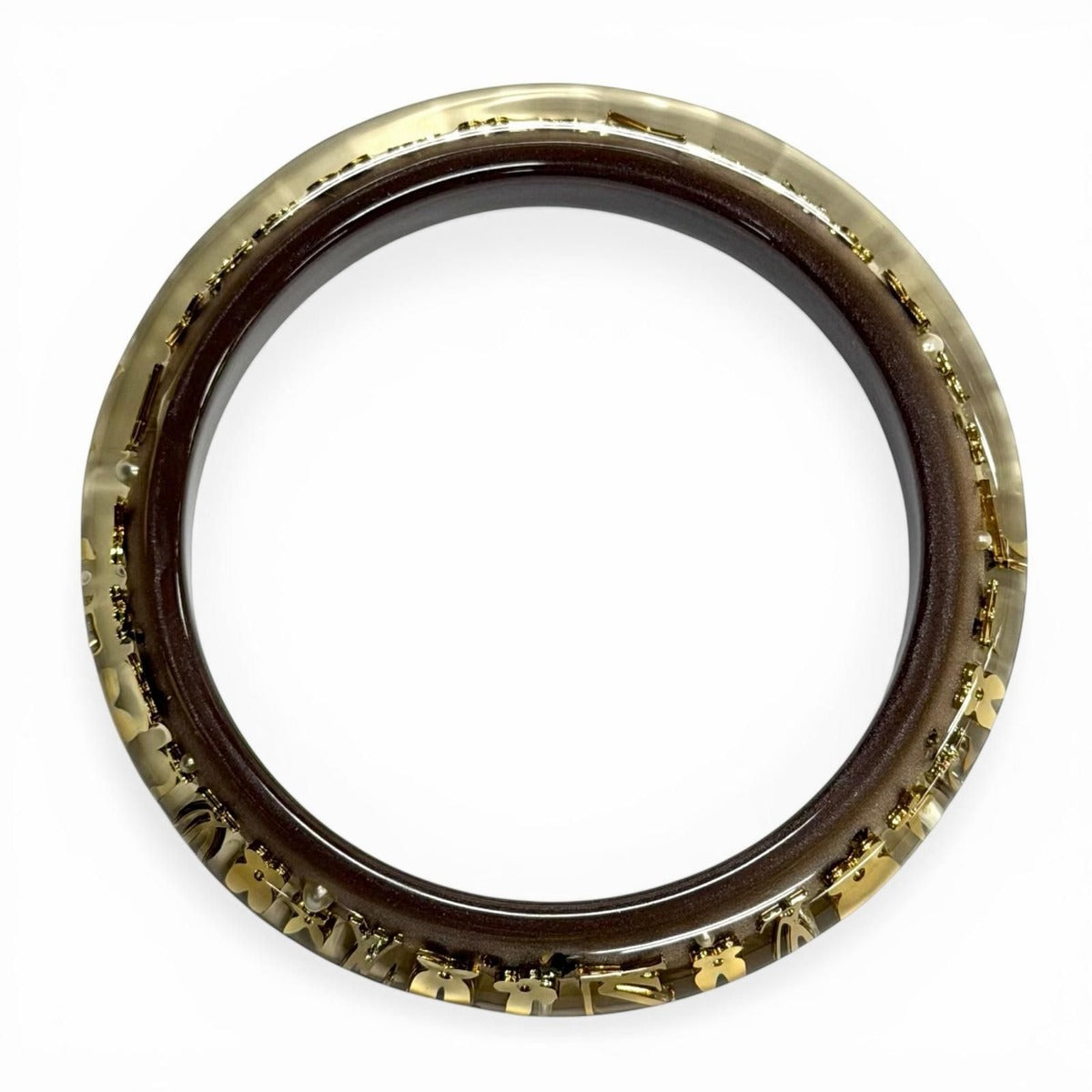 Louis Vuitton Bracelet Ankle John TPM Monogram Bangle Clear Brown Gold Handbag — view 6