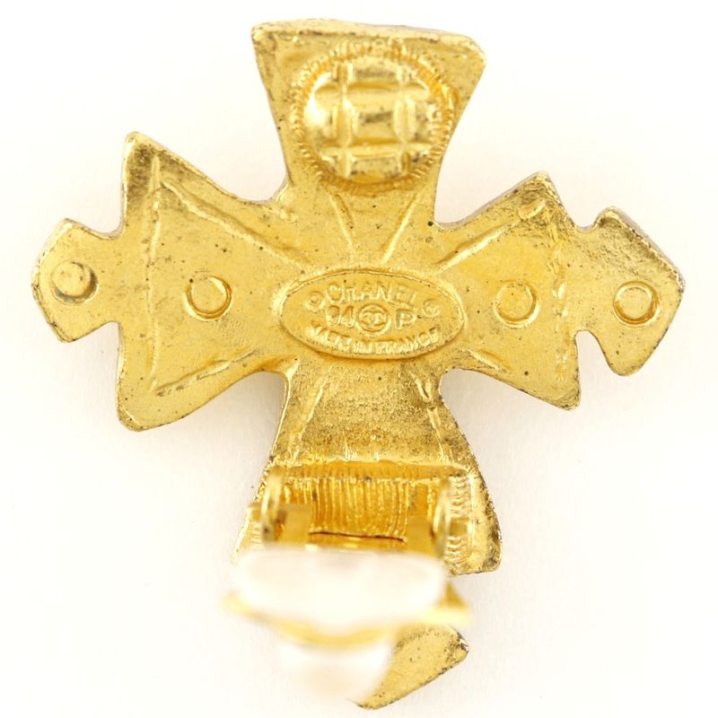 Chanel Coco Mark Cross Vintage Gold Plated 94P Ladies 12.5g Earring