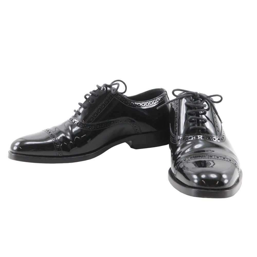 Saint Laurent Lace Up Straight Tip Enamel Black Dress Shoes