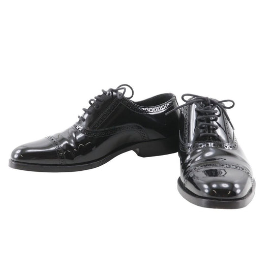 Saint Laurent Lace Up Straight Tip Enamel Black Dress Shoes