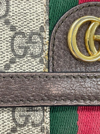 Gucci Ophidia GG Supreme PVC X Leather Compact Wallet 523174 Beige X Ebène Made