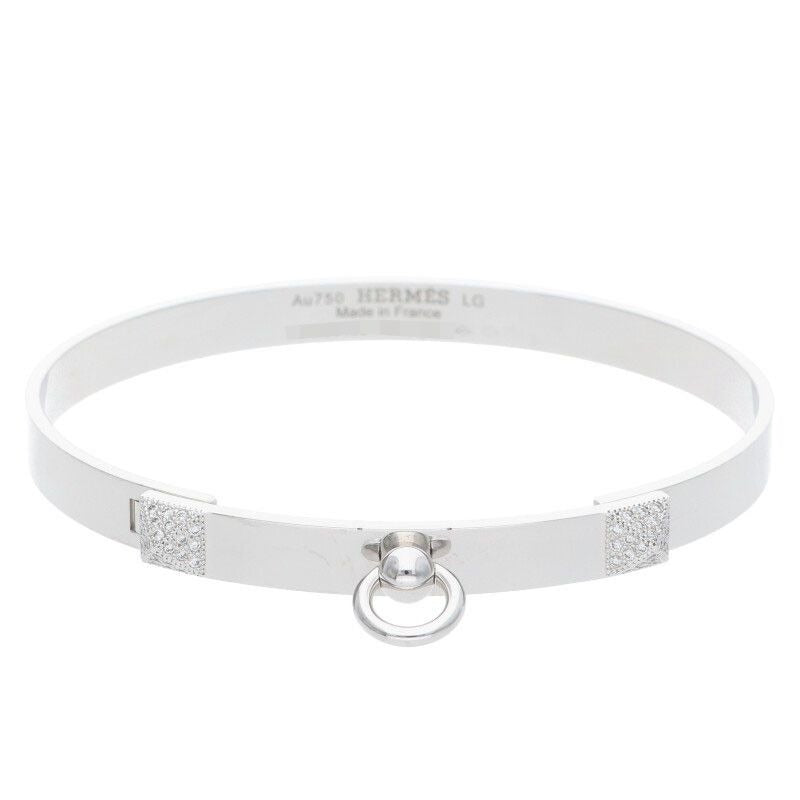 Hermes Collier De Chien 18K White Gold Diamond Bracelet