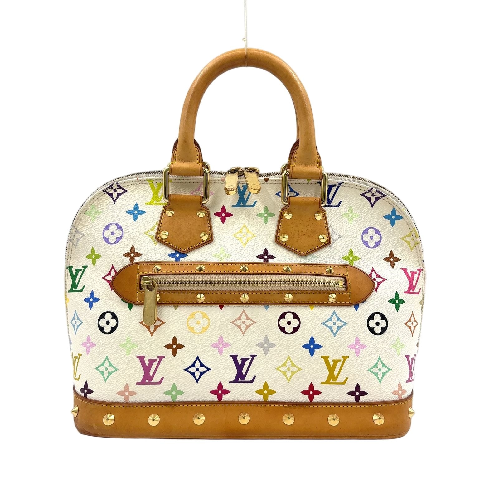 Louis Vuitton Alma Monogram Multicolor Blanc Leather White Handbag Gold
