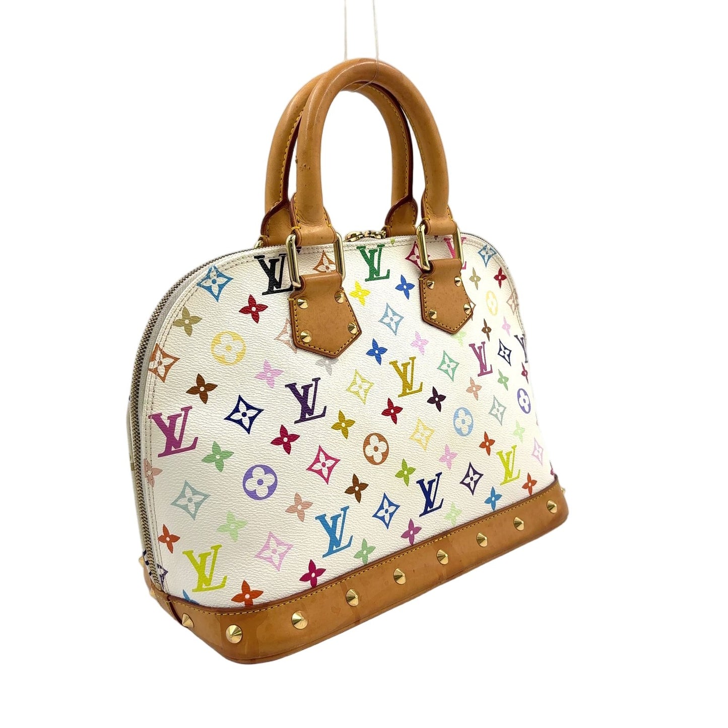 Louis Vuitton Alma Monogram Multicolor Blanc Leather White Handbag Gold — view 2