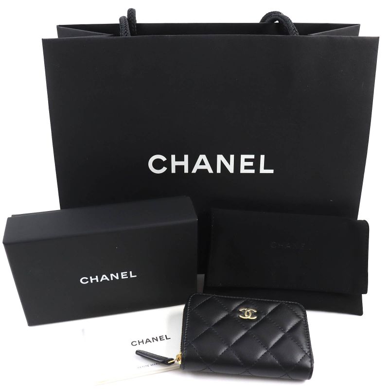 CHANEL Ap0216 Classic Zip Coin Purse Matelasse Coco Mark Hardware Leather Coin