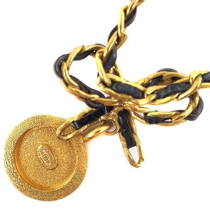 Chanel Coin Ribbon Vintage Choker Gold Plated And Rhinestone Gold 96P Ladies