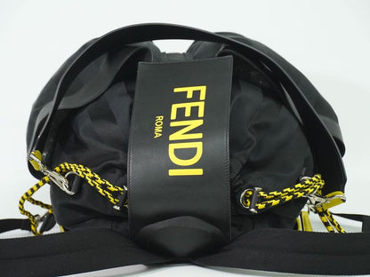 Authentic Fendi Strike Pecan 2WAY Backpack Sac Shoulder Bag Nylon Leather Black