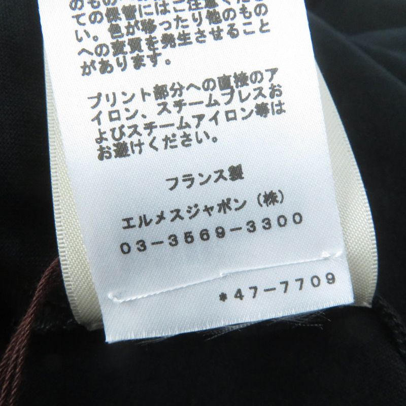 Hermes 2024ss 4h4642da 100% Cotton Short Sleeve T-shirt Black 34 Made In France