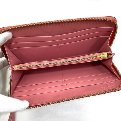 Loewe Round Zipper Long Wallet Black Pink Anagram Wallet