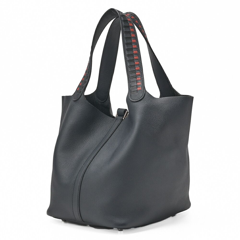 Hermes Handbag Picotin Lock MM Epson Blue De Prusse Blue De Prusse (silver