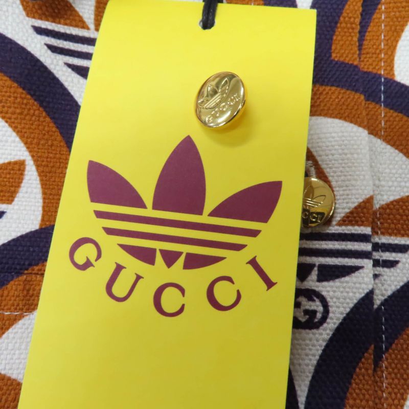 Gucci×adidas 703002 Trefoil Logo Total Short Sleeve Shirt Orange 36 Made In