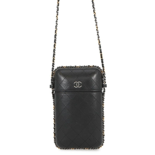 Chanel Foncase Chainaround Quilted CC Logo Lambskin Black