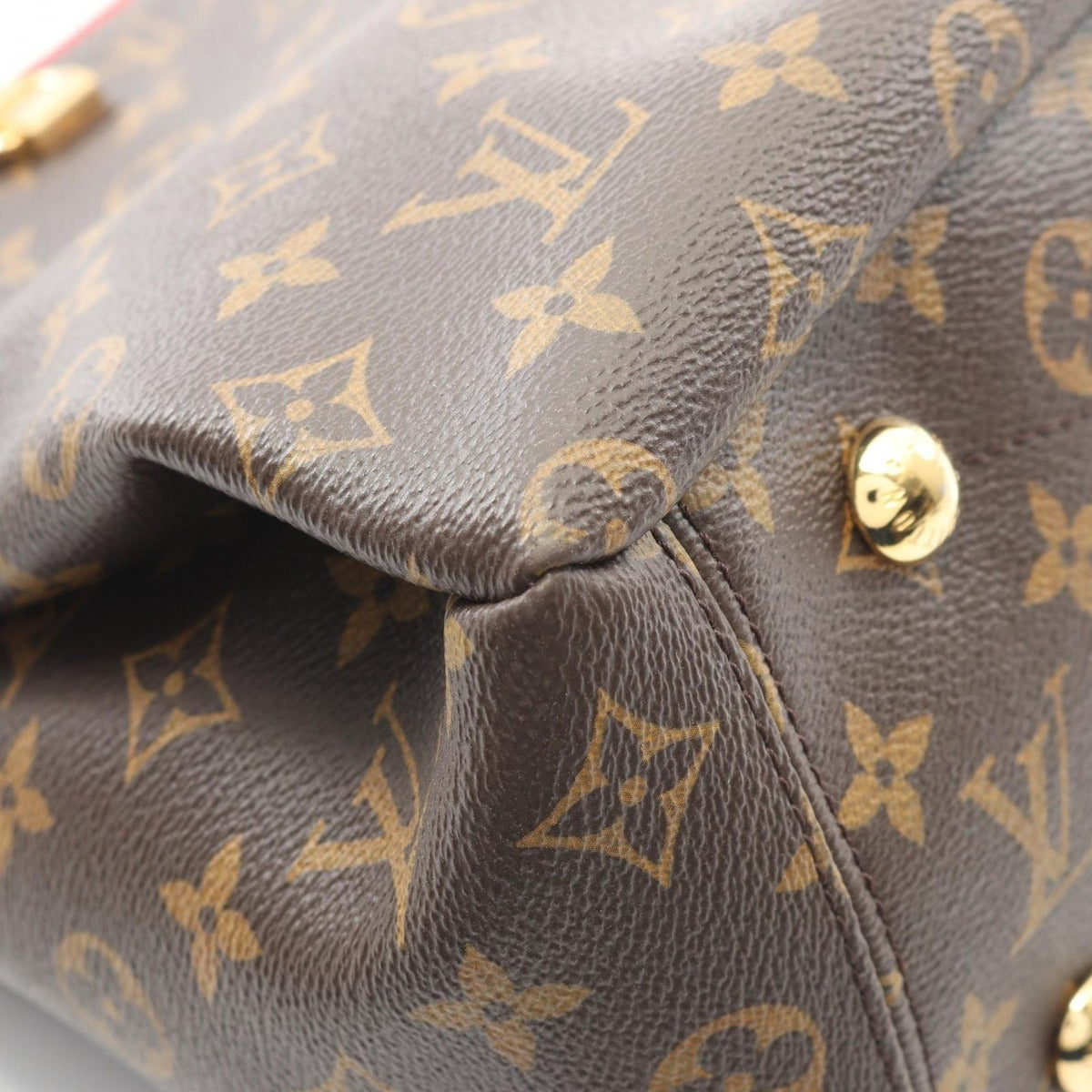 Louis Vuitton Handbag Pallas Cerise Canvas Leather Brown Red — view 6