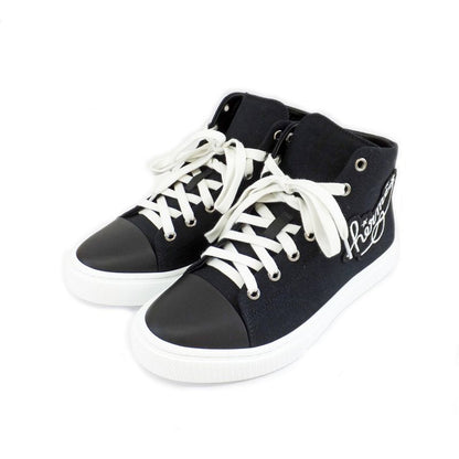 Hermes Iriko High Cut Sneakers - Description 38 Black White Cotton