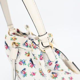 Prada Handbag Bag Canvas Wicker Women's White Multicolor