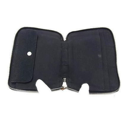 Hermes Wallet Fourre Tout Perth PM Navy Canvas Bifold Round — view 3