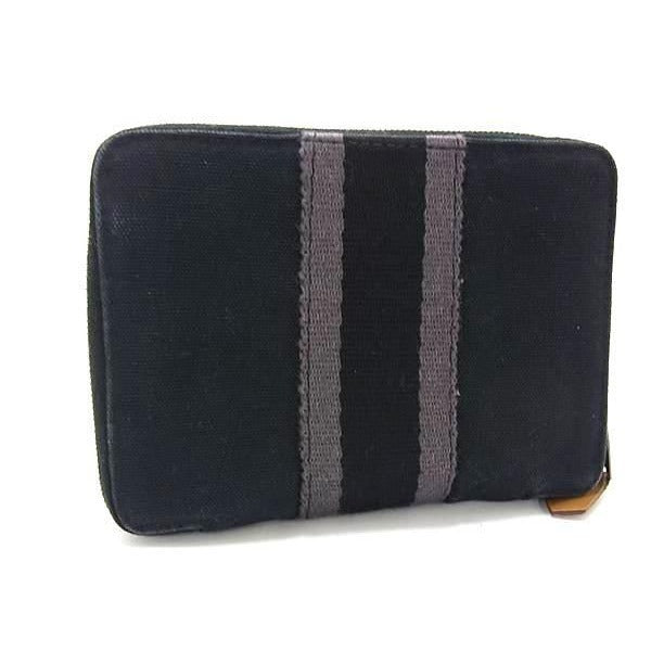 Hermes Wallet Fourre Tout Perth PM Navy Canvas Bifold Round