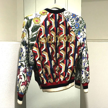 Gucci 476247 Taiga Printed Bomber Jacket Floral Blouson