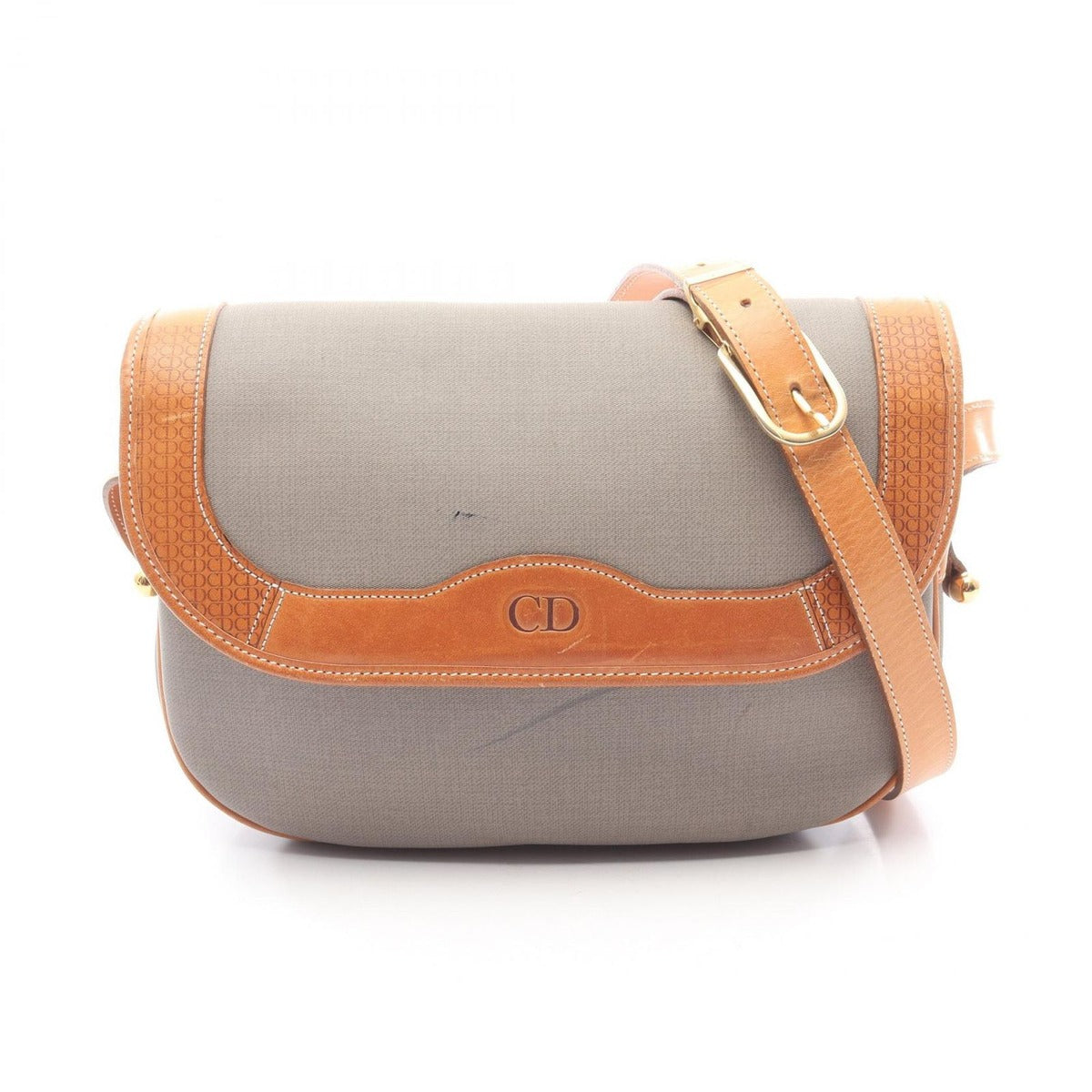 Dior Shoulder Bag Cdlogo Gray Canvas Leather