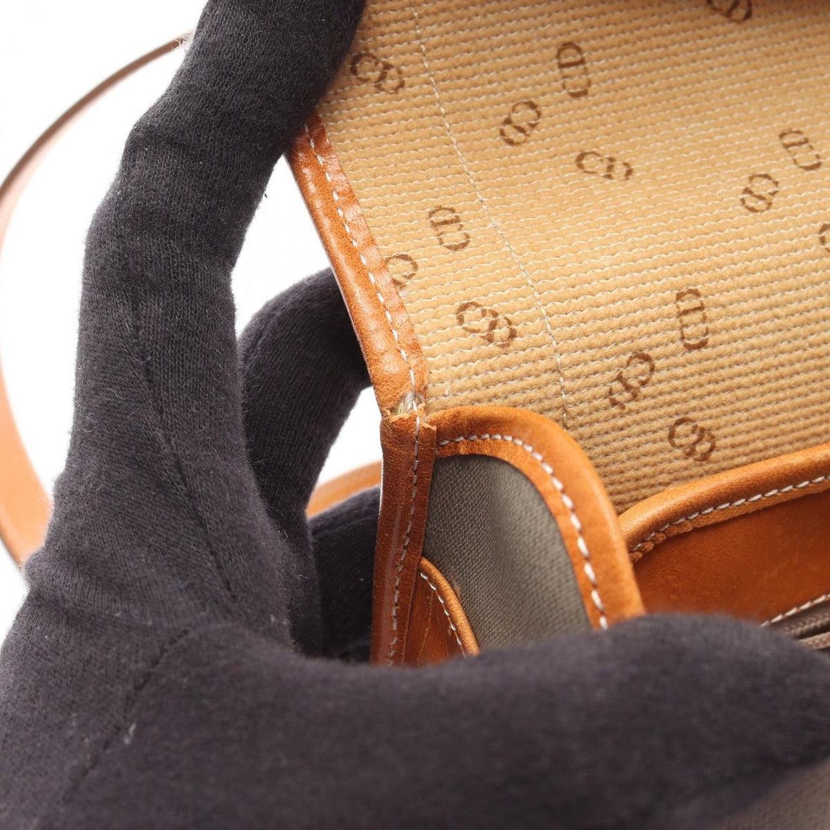 Dior Shoulder Bag Cdlogo Gray Canvas Leather — view 5