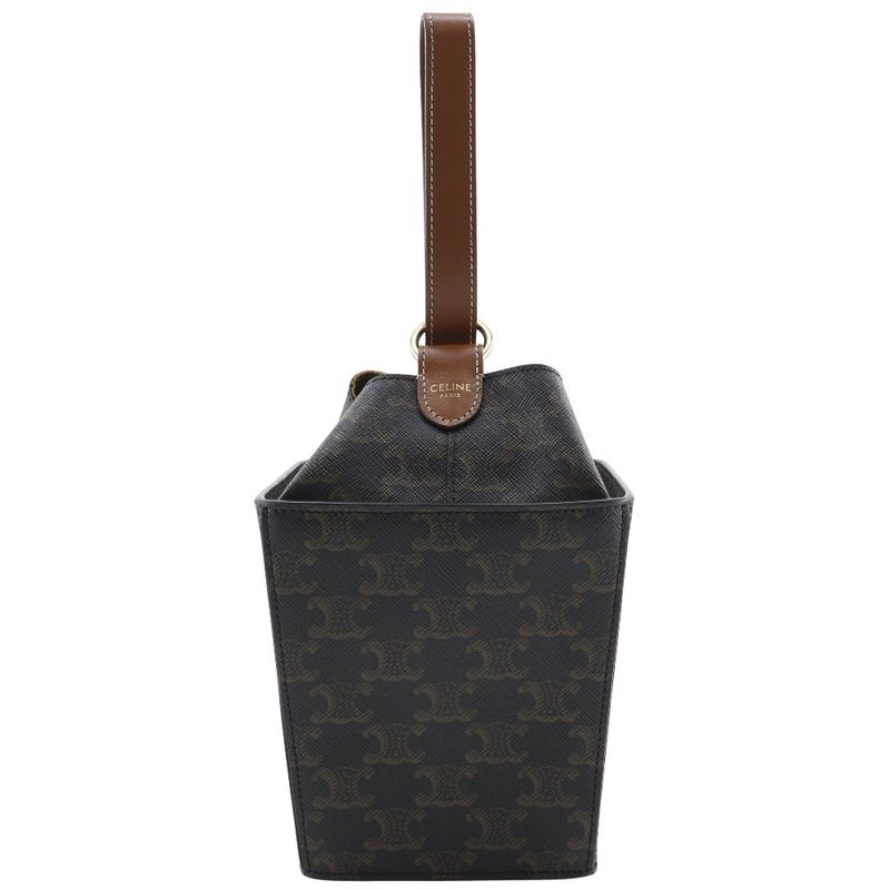 Celine Strap Box Triomphe 197142bzj PVC Black/brown Ladies Handbag