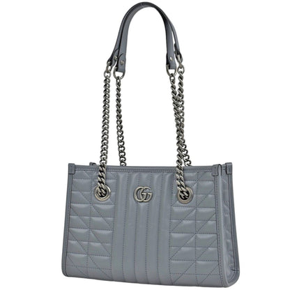 Gucci GG Marmont Small Tote Chain Quilted Leather Gray