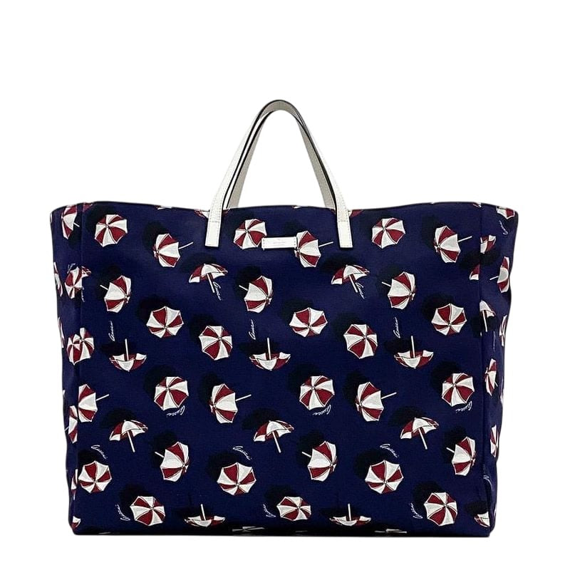 Gucci Tote Bag Navy White Canvas