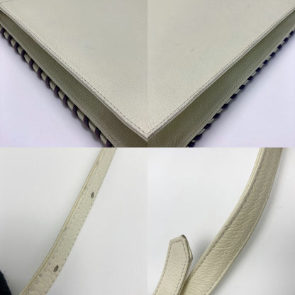 Yves Saint Laurent Shoulder Bag Ivory Flap Braided Leather